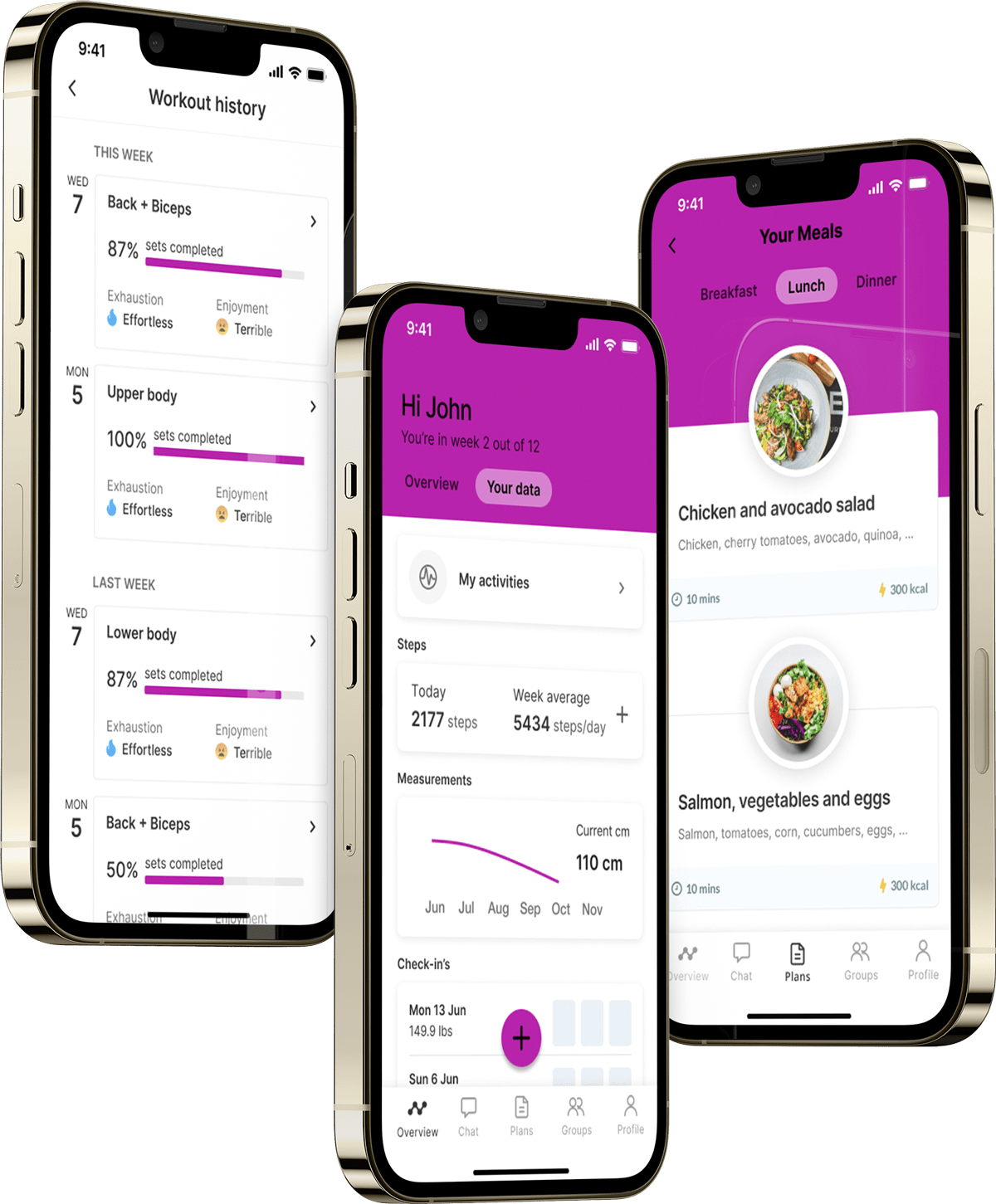A mockup of the coaching app showcasing the features.